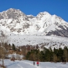 in primo piano il canalone di salita al Vrh Nad Peski